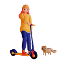 پیش‌نمایش فایل girl-riding-electric-scooter-with-cat-4755115 از پک زن در حال سواری اسکوتر برقی