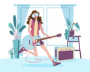 پیش‌نمایش فایل girl-playing-guitar-at-home-4916417 از پک فعالیت‌های مردم