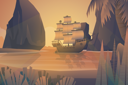 پیش‌نمایش فایل beautiful-scene-anchored-galleon-floating-in-the-sea-of-island-4975894 از پک مناظر