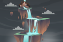 پیش‌نمایش فایل peaceful-forest-tree-and-waterfall-through-high-cliff-rocks-4975901 از پک مناظر