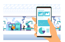 پیش‌نمایش فایل industry-40-monitoring-app-on-smartphone-and-smart-automated-production-line-workflow-with-workers-and-robots-machine-on-background-artificial-intelligence-vector-illustration-4976996 از پک فناوری هوش مصنوعی