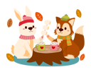 پیش‌نمایش فایل rabbit-and-fox-celebrate-autumn-season-5061270 از پک پاییز