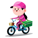 پیش‌نمایش فایل delivery-girl-riding-bicycle-and-delivering-order-5065946 از پک دوچرخه‌سواران