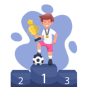پیش‌نمایش فایل athlete-male-soccer-league-with-trophies-on-first-position-podium-5071146 از پک ورزش و بازی‌ها