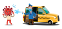 پیش‌نمایش فایل taxi-driver-spraying-sanitizer-on-corona-infected-passenger-5066939 از پک خدمات تاکسی