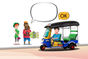 پیش‌نمایش فایل tourist-asking-tuk-tuk-driver-for-direction-on-map-5066963 از پک خدمات تاکسی
