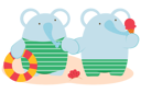پیش‌نمایش فایل elephant-couple-relax-on-the-beach-5071209 از پک حیوانات بامزه