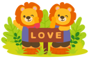 پیش‌نمایش فایل lion-couple-standing-with-love-board-5071212 از پک حیوانات بامزه