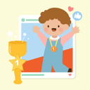 پیش‌نمایش فایل happy-cute-little-boy-holding-gold-trophy-and-post-on-social-media-5527296 از پک فعالیت کودکان
