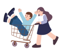پیش‌نمایش فایل girl-is-carrying-boy-in-shopping-trolley-10980292 از پک کودکان