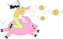 پیش‌نمایش فایل girl-riding-big-piggy-bank-catch-10139172 از پک پول