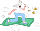 پیش‌نمایش فایل man-ride-big-paper-dollar-and-catch-or-earn-flying-coins-money-10139173 از پک پول