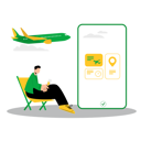 پیش‌نمایش فایل boy-booking-flight-ticket-using-mobile-app-6329088 از پک تعطیلات سفر