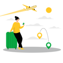 پیش‌نمایش فایل woman-tracking-plane-location-using-mobile-app-6329087 از پک تعطیلات سفر