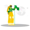 پیش‌نمایش فایل spaceman-holding-flag-6957094 از پک فضا