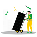 پیش‌نمایش فایل car-mechanic-pushing-tire-cart-6956831 از پک ابزار | خدمات | ساخت وساز