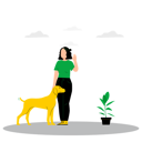 پیش‌نمایش فایل girl-standing-with-pet-7984150 از پک حیوانات خانگی | جانوران | توله سگ