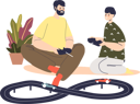پیش‌نمایش فایل father-and-son-play-racing-remote-control-cars-4930735 از پک سرگرمی