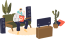 پیش‌نمایش فایل man-sitting-on-couch-and-watching-tv-4930745 از پک سرگرمی
