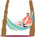پیش‌نمایش فایل freelancer-guy-working-on-laptop-while-lying-in-hammock-4931220 از پک فضای باز