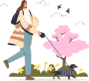پیش‌نمایش فایل woman-walking-with-dog-in-park-4931230 از پک فضای باز