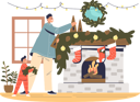 پیش‌نمایش فایل father-and-kid-decorating-fireplace-for-christmas-4930807 از پک تعطیلات