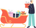 پیش‌نمایش فایل girl-taking-gift-box-from-santa-sleigh-christmas-presents-in-sledge-decoration-for-exterior-4930814 از پک تعطیلات