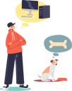 پیش‌نمایش فایل teenaged-boy-dreaming-of-computer-while-dog-dreaming-for-food-4930944 از پک خانواده و کودکان 1