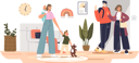 پیش‌نمایش فایل mom-and-dad-leaving-kids-with-babysitter-4931060 از پک خانواده و کودکان 2