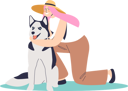 پیش‌نمایش فایل young-happy-woman-embracing-big-dog-4930380 از پک افراد با حیوانات