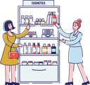 پیش‌نمایش فایل sales-associate-consulting-customer-on-cosmetics-products-and-special-offers-4990786 از پک زیبایی