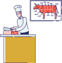پیش‌نمایش فایل butcher-cutting-beef-in-butchery-shop-4990856 از پک غذا