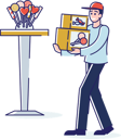 پیش‌نمایش فایل candy-shop-worker-bring-box-with-fresh-lollipops-for-store-showcase-4990862 از پک غذا