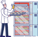 پیش‌نمایش فایل man-chef-put-cupcakes-in-industrial-oven-4990846 از پک غذا