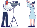 پیش‌نمایش فایل female-journalist-reporter-filming-news-with-cameraman-4991322 از پک افراد 2