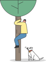 پیش‌نمایش فایل man-climbing-tree-to-be-safe-from-dog-5018742 از پک افراد با حیوانات