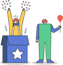 پیش‌نمایش فایل circus-clowns-jumping-out-of-box-5019072 از پک افراد مختلف
