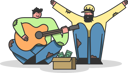 پیش‌نمایش فایل homeless-people-playing-guitar-and-gathering-money-5019091 از پک افراد مختلف