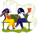 پیش‌نمایش فایل girls-sitting-in-park-bench-eating-popcorn-5019469 از پک غذا