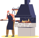 پیش‌نمایش فایل blacksmith-at-work-firing-metal-steel-in-furnace-oven-in-metalwork-workshop-5158808 از پک صنایع