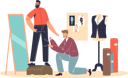 پیش‌نمایش فایل tailor-sewing-pants-on-client-5158802 از پک صنایع