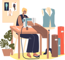 پیش‌نمایش فایل woman-fashion-designer-work-on-sewing-machine-dressmaking-clothes-in-workshop-atelier-5158801 از پک صنایع