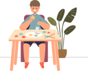 پیش‌نمایش فایل boy-making-applique-cutting-paper-figures-and-gluing-5158826 از پک کودکان