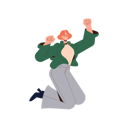 پیش‌نمایش فایل cheering-woman-jumping-with-clenched-fist-of-raising-hands-8564007 از پک مردم خوشحال