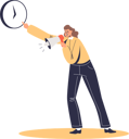 پیش‌نمایش فایل angry-female-boss-with-megaphone-scream-pointing-at-time-8579164 از پک بیزنس من با کارگر