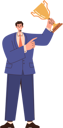 پیش‌نمایش فایل successful-businessman-smiling-and-pointing-at-award-goblet-cup-in-hand-8778585 از پک ورزش ها