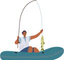 پیش‌نمایش فایل young-shocked-fisher-man-catching-fish-on-rod-while-fishing-in-boat-8778573 از پک ورزش ها