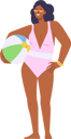 پیش‌نمایش فایل beautiful-adult-woman-wearing-summer-swimsuit-and-sunglasses-carrying-beach-ball-8778430 از پک زن با لباس شنا