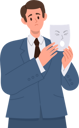 پیش‌نمایش فایل business-man-character-in-suit-hiding-real-sad-unhappy-emotion-under-angry-screaming-face-mask-8778311 از پک مردم در حال پنهان کردن احساسات