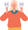 پیش‌نمایش فایل unhappy-young-woman-cartoon-character-crying-trying-to-choose-face-mask-to-hide-real-emotion-8778314 از پک مردم در حال پنهان کردن احساسات